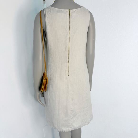 Linen Sleeveless Shift Dress Minimalist Capsule Wardrobe Cynthia Rowley Size 14 - Picture 9 of 10
